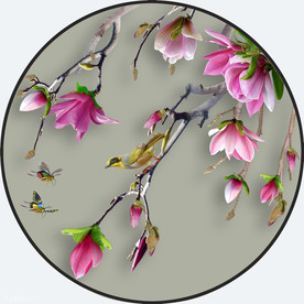 原创高清玉兰装饰画壁画