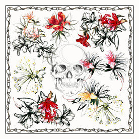 骷髅花卉方巾