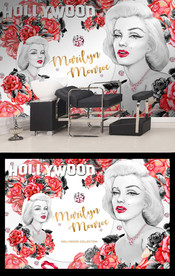 手绘经典怀旧赫梦露背景墙