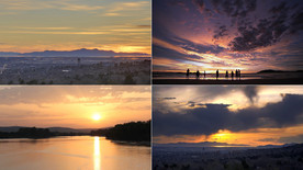 日出日落夕阳湖泊