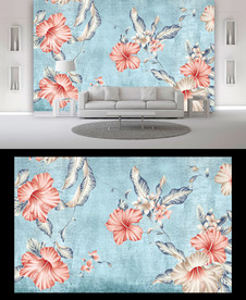 手绘花朵背景墙