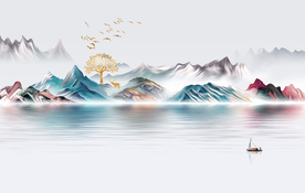 抽象水墨山水意境背景图