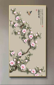 原创玄关手绘玉兰装饰画壁画