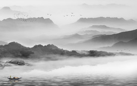 意境山水无框画 TIF分层