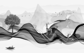 高清山水无框画 TIF分层