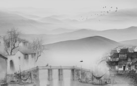 江南无框山水画 tif分层