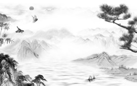 国画新款山水画 tif分层