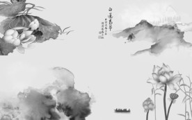 水墨山水画高清画 TIF分层