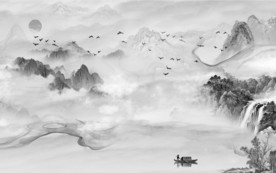 中国风山水画高清画 TIF分层