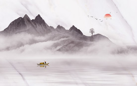 山水纹大理石背景墙