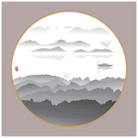 意境山水新中式水墨装饰分层背景