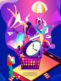 购物节扁平插画设计