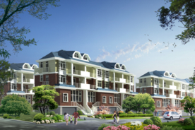 联排别墅住宅区效果图PSD分层