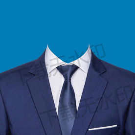 蓝色西装证件照模板