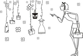 服装店女装店玻璃贴墙贴矢量图