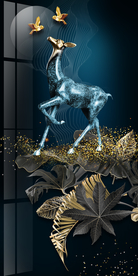 新中式麋鹿发财玄关