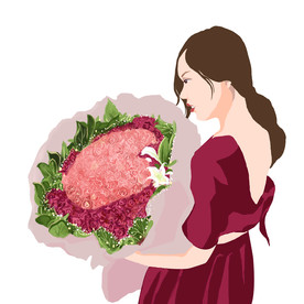 玫瑰花插花女孩