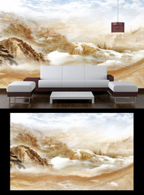 石纹山水电视背景墙