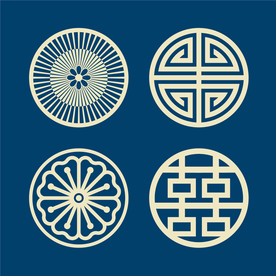 传统圆形纹样蜡染纹样4个
