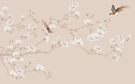 新中式玉兰花鸟