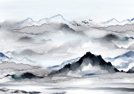 禅意山水风景画