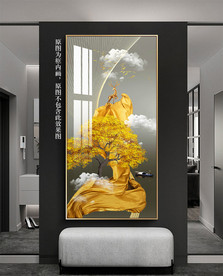 麋鹿玄关晶瓷画装饰画