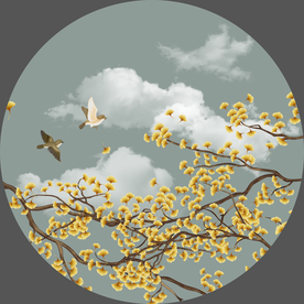 银杏花鸟装饰画 花鸟装饰画