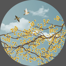 银杏装饰画 银杏花鸟装饰画