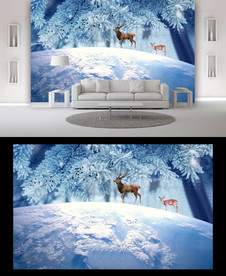 北欧麋鹿电视背景墙