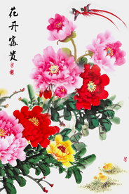 花开富贵手绘牡丹图