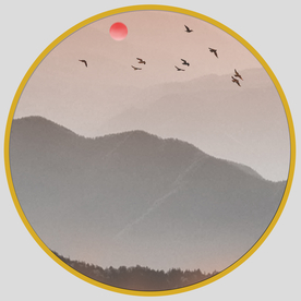 圆形山水画圆形装饰画