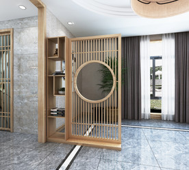 新中式 客厅 北欧 实木屏风