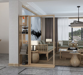 新中式 客厅 北欧 实木屏风