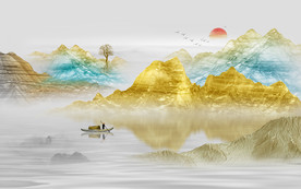 金色山水画