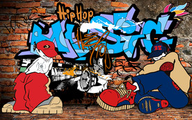 个性砖墙英文涂鸦街舞工装背景墙