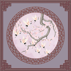 工笔花鸟新中式天顶壁画