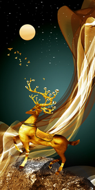 抽像糜鹿玄关装饰画