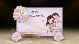 粉紫色宝宝宴迎宾区