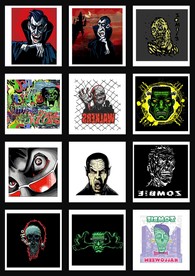 抽象恐怖人头印花