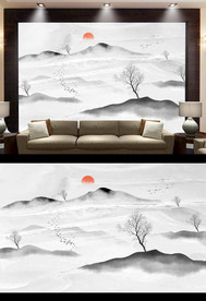 山水电视背景墙