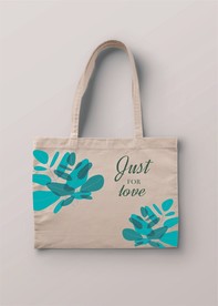 创意绿叶图案帆布手挽袋样机展示