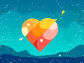 矢量爱心切割扁平心形