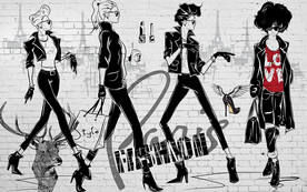 个性砖墙手绘街头服装店工装背景