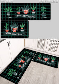 小清新手绘植物厨房浴室地垫