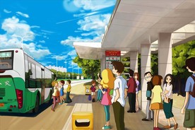 手绘城市美景素材