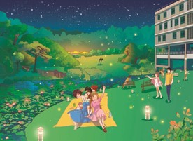 手绘荷塘月色美景