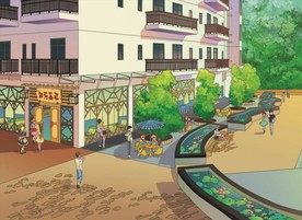 手绘学校美景   画册封面素材