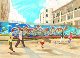 手绘广东海洋大学街武学霸素材