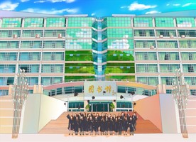 手绘潮州韩师图书馆毕业合影