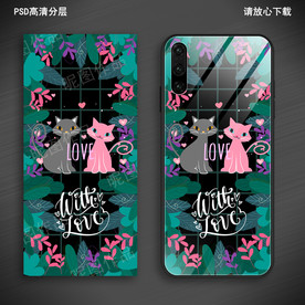 可爱卡通猫手机壳图案